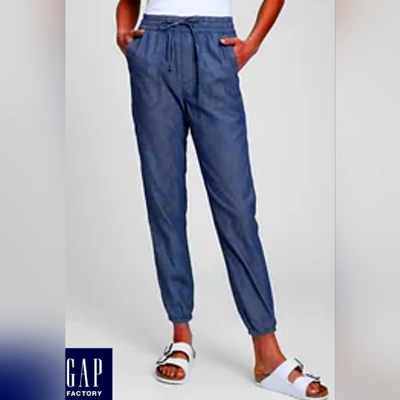 Gap Herringbone Supersoft Dark Chambray Soft Denim High-waisted Jogger, XS - Picture 1 of 7